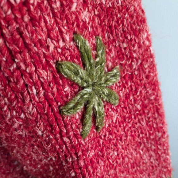 Handmade Cardigan Hoodie Sweater Wool Boho Hippie Multicolor Zip Chunky Red Blue - Picture 9 of 11